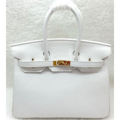 Hermes Birkin 25CM Sac fourre-tout en cuir d'origine H25T Blanc