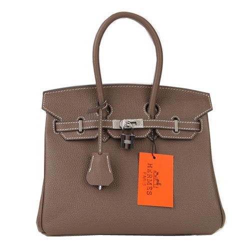 Sacs fourre-tout Hermes Birkin 25CM gris foncé cuir d'origine argent