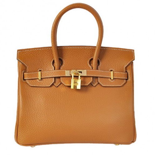 Hermes Birkin 25CM Tote Bags Togo Cuir Camel Godlen
