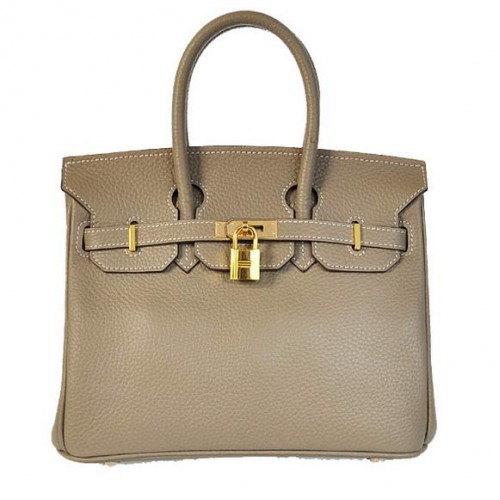 Sacs fourre-tout Hermes Birkin 25CM en cuir Togo gris foncé Godlen