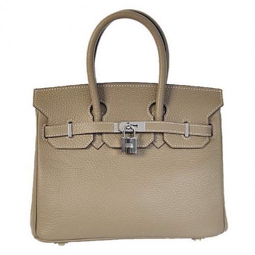 Sacs fourre-tout Hermes Birkin 25CM en cuir togo gris foncé argent