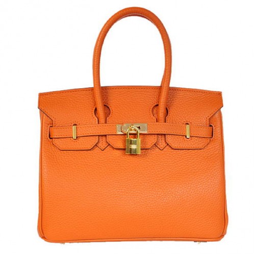 Hermes Birkin 25CM Sacs fourre-tout en cuir Togo Orange Godlen
