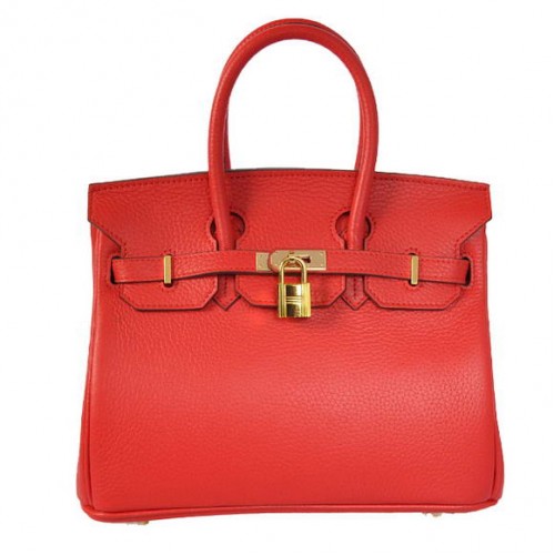 Hermes Birkin 25CM Tote Bags Togo Cuir Rouge Godlen
