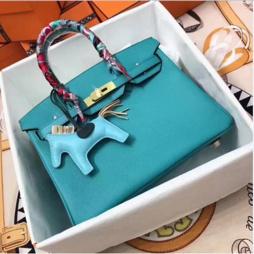 Hermes Birkin 30CM Sac fourre-tout en cuir d'origine 1788 Bleu