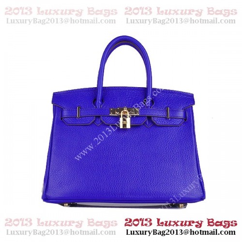 Hermes Birkin 30CM Tote Bag Bleu Clémence Cuir H6088 Or