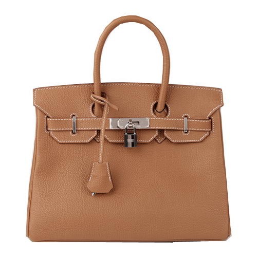 Hermès Birkin 30CM Tote Bag Camel Original Cuir H30 Argent