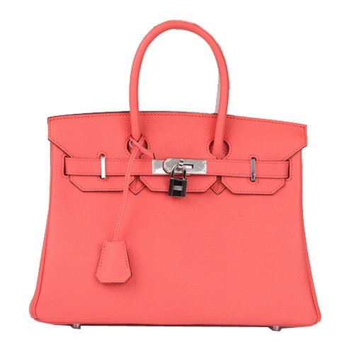 Hermes Birkin 30CM Sac Fourre-tout Rouge Clair En Cuir D'origine H30 Argent