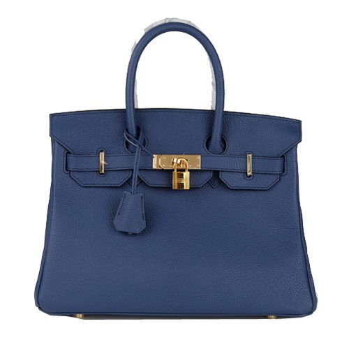 Sac fourre-tout Hermes Birkin 30CM RoyalBlue cuir d'origine H30 or