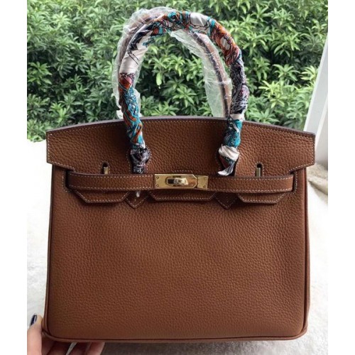 Hermes Birkin 30CM Sacs fourre-tout en cuir de veau marron BK30 Or