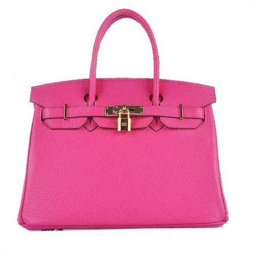 Sacs fourre-tout Hermes Birkin 30CM cuir granuleux rose clair or