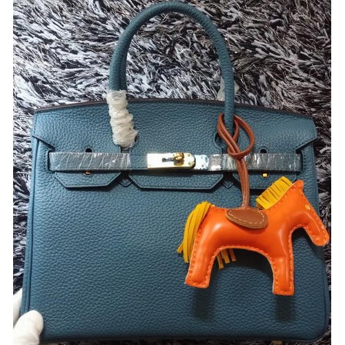 Hermes Birkin 30CM Sacs fourre-tout Litchi Cuir H30LI Bleu