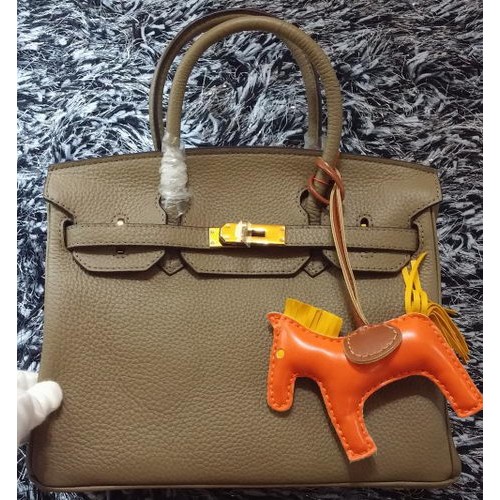 Sacs fourre-tout Hermes Birkin 30CM Cuir Litchi H30LI Kaki