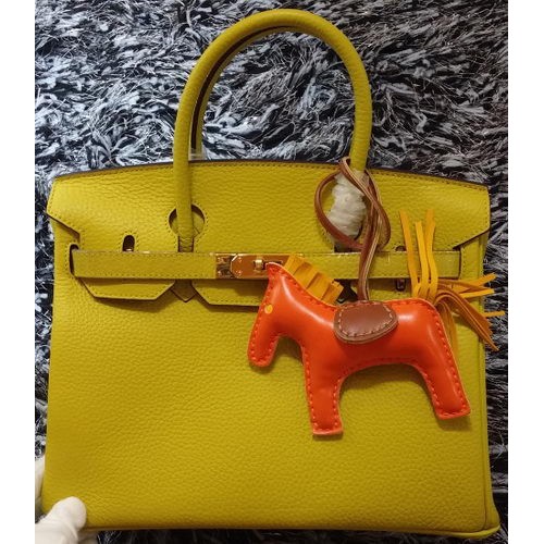Hermes Birkin 30CM Sacs fourre-tout en cuir de litchi H30LI citron