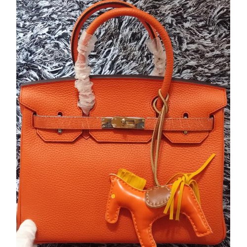 Hermes Birkin 30CM Sacs fourre-tout en cuir de litchi H30LI Orange