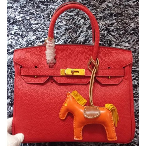 Hermes Birkin 30CM Sacs fourre-tout en cuir de litchi H30LI Rouge