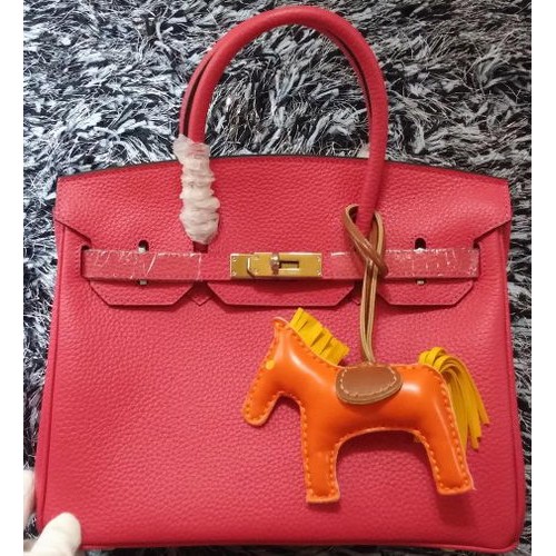 Hermes Birkin 30CM Sacs fourre-tout en cuir de litchi H30LI Rose