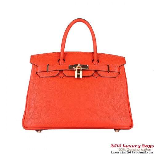 Sacs fourre-tout Hermes Birkin 30CM Orange cuir clémence or