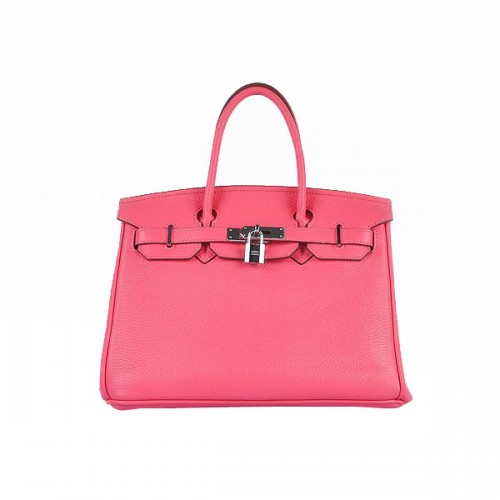 Sacs fourre-tout Hermes Birkin 30CM cuir rose clémence argent
