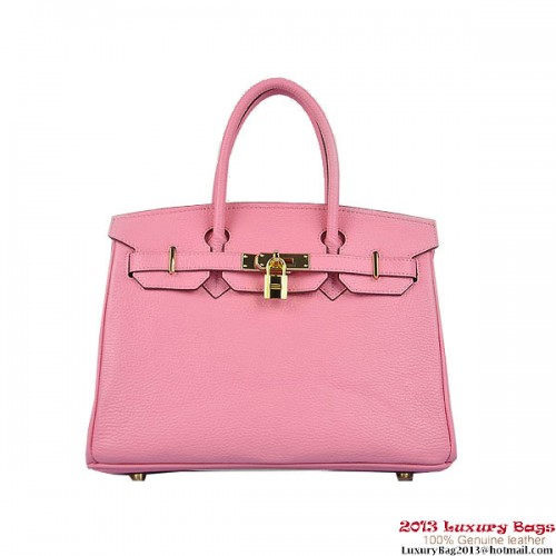 Sacs fourre-tout Hermes Birkin 30CM Rose Cuir Togo Or