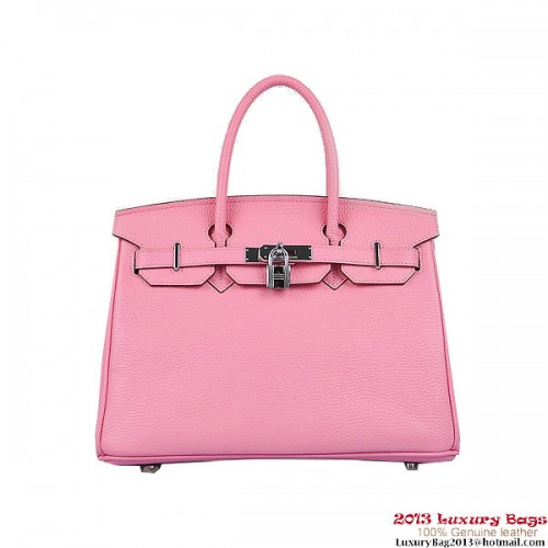 Sacs fourre-tout Hermes Birkin 30CM Rose Cuir Togo Argent