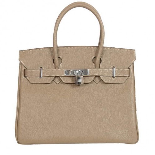 Sacs fourre-tout Hermes Birkin 30CM en cuir lisse Togo gris foncé