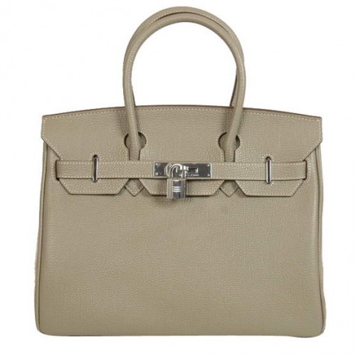 Sacs fourre-tout Hermes Birkin 30CM Cuir lisse Togo Kaki