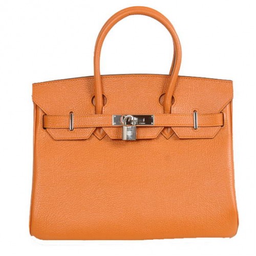 Sacs fourre-tout Hermes Birkin 30CM Cuir lisse Togo Orange