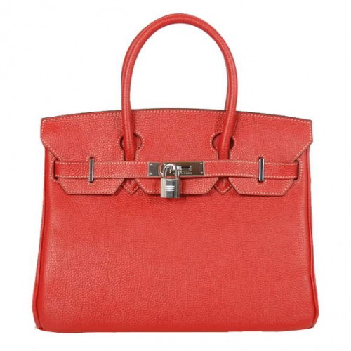 Hermes Birkin 30CM Tote Bags Cuir lisse Togo Rouge