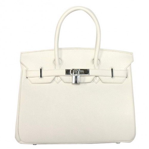 Hermes Birkin 30CM Tote Bags Cuir lisse Togo Blanc
