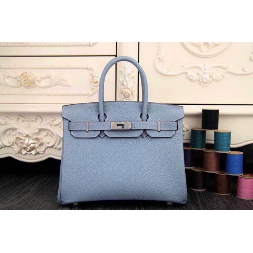 Hermes Birkin 35CM 30CM Sac fourre-tout en cuir d'origine HB35O Bleu clair