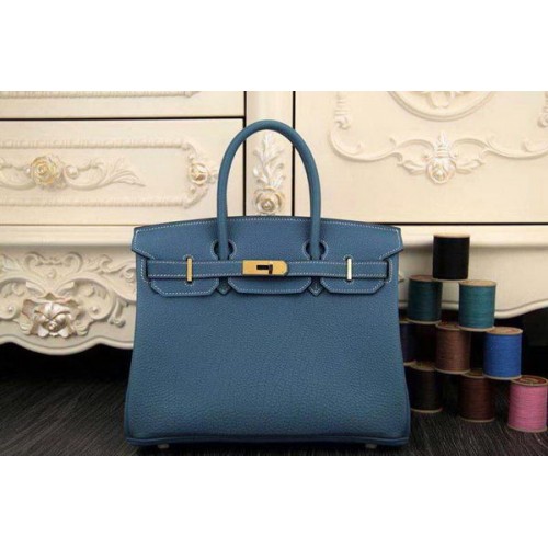 Hermes Birkin 35CM 30CM Sac fourre-tout en cuir d'origine HB35O SkyBlue