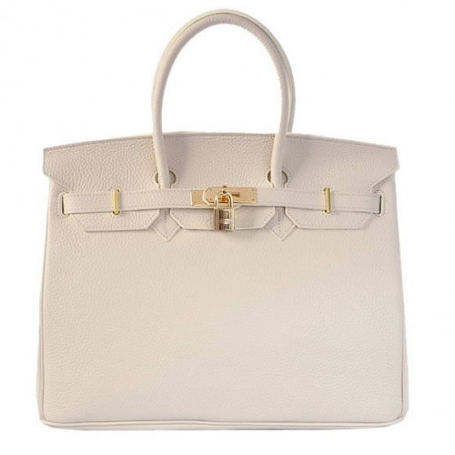 Hermes Birkin 35CM Tote Bags Cuir Togo Beige Doré