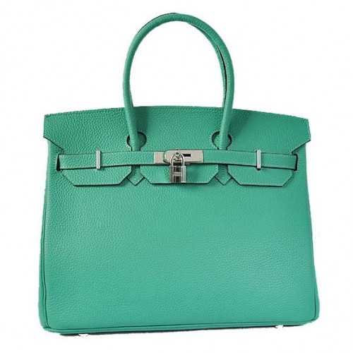 Sacs fourre-tout Hermes Birkin 35CM Togo cuir vert argent