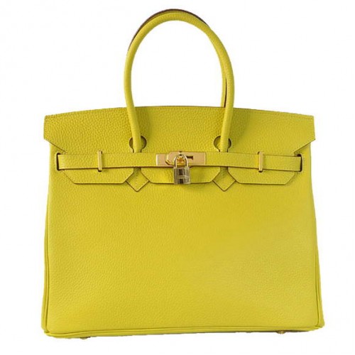 Hermes Birkin 35CM Tote Bags Cuir Togo Citron Doré