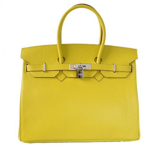 Sacs fourre-tout Hermes Birkin 35CM Togo cuir citron argent