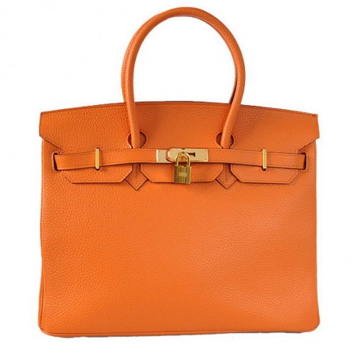 Hermes Birkin 35CM Tote Bags Cuir Togo Orange Doré