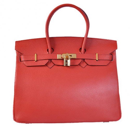 Hermes Birkin 35CM Tote Bags Cuir Togo Rouge Doré