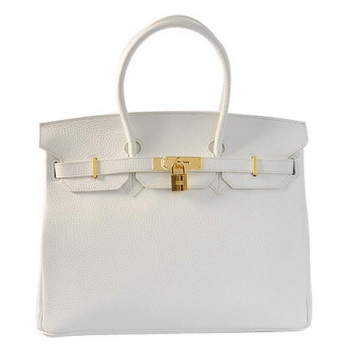 Hermes Birkin 35CM Tote Bags Cuir Togo Blanc Doré