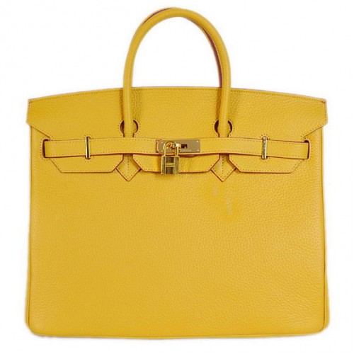 Hermes Birkin 35CM Tote Bags Togo Cuir Jaune Doré