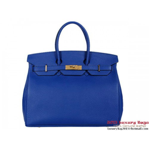 Hermes Birkin 35CM RoyalBlue Clémence sac fourre-tout en cuir or