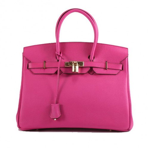Hermes Birkin 35CM Sac à main en cuir lisse 6089 Rose doré