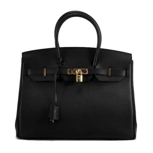Hermes Birkin 35CM Sac à main en cuir Togo 6089 Noir Doré
