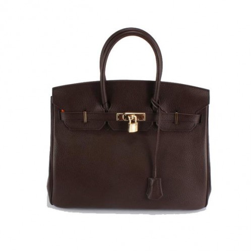 Hermes Birkin 35CM Togo Sac à main en cuir 6089 Dark Coffee Golden