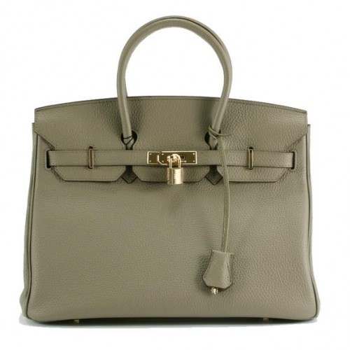 Hermes Birkin 35CM Sac à main en cuir Togo 6089 Gris foncé Doré