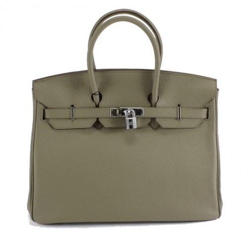Hermes Birkin 35CM Togo sac à main en cuir 6089 argent gris foncé
