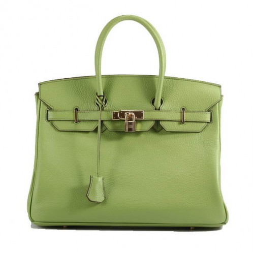 Hermes Birkin 35CM Sac à main en cuir Togo 6089 Vert Doré