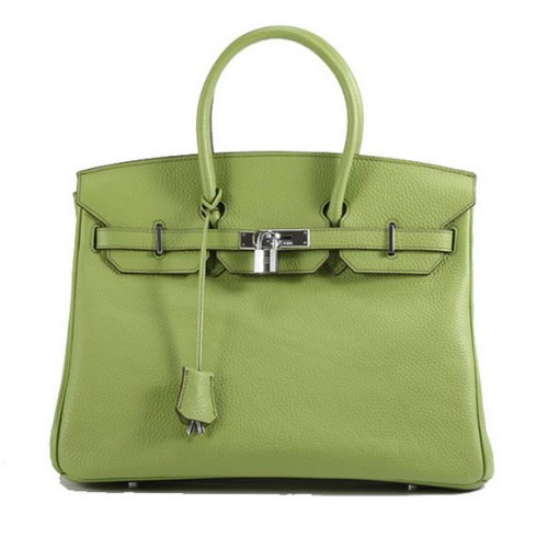 Hermes Birkin 35CM Togo sac à main en cuir 6089 vert argent