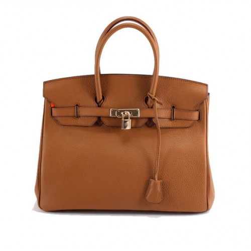 Hermes Birkin 35CM Togo Sac à main en cuir 6089 Light Coffee Golden