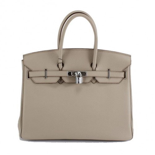Hermes Birkin 35CM Togo sac à main en cuir 6089 gris clair argent