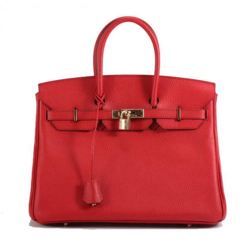 Hermes Birkin 35CM Sac à main en cuir Togo 6089 Rouge Doré